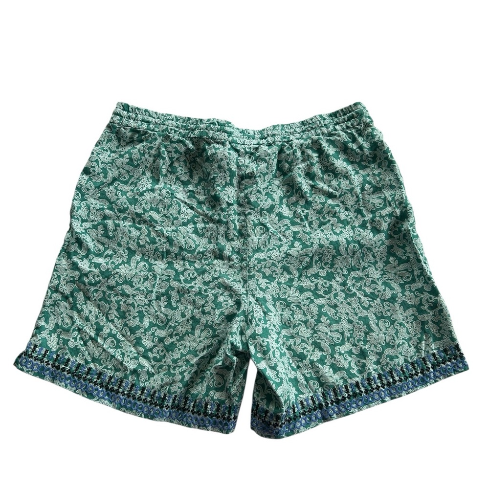 J.Jill 100% Linen Tassel Boho Floral Paisley Embroidered Shorts Size M Coastal - Picture 9 of 9